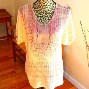 FREE W BUNDLE Sequined Dress Barn Shirt Sleeved Blouse Size:M Color:Blush